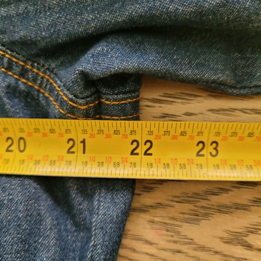 Frye Dark Denim Dress 100% Cotton Button-Up Long Sleeve Side Pockets XL Western - Picture 8 of 8